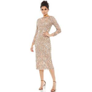 Mac Duggal Gown Dress Size 22 Beaded Sequined Illusion Sheath Dress‎ 5521 $498